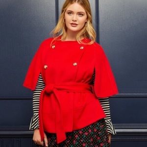 Draper James X Eloquii Red Belted Cape Coat Jacket